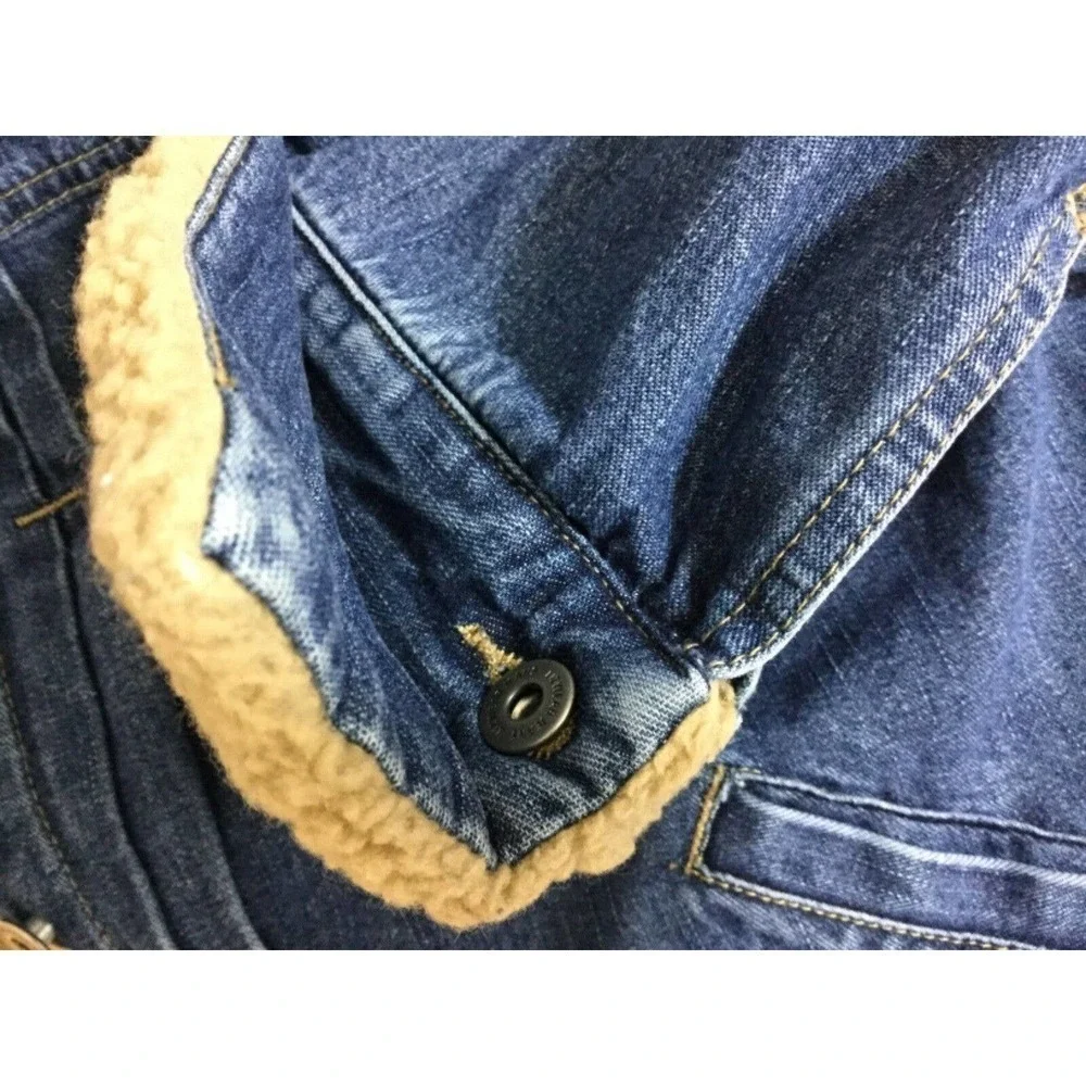 LIZ Claiborne Denim Jeans Jacket Trucker‎ Cotton Blue Sz XL Sherpa Collar Womens